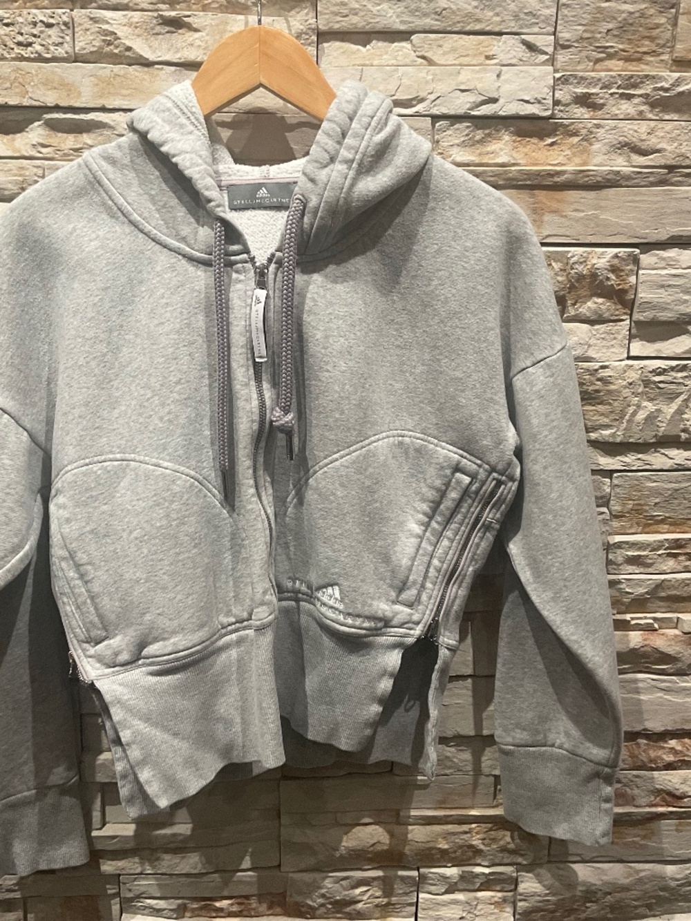 Adidas By Stella McCartney Women’s Grey Cropped Zip-Up Hoodie, Size XS